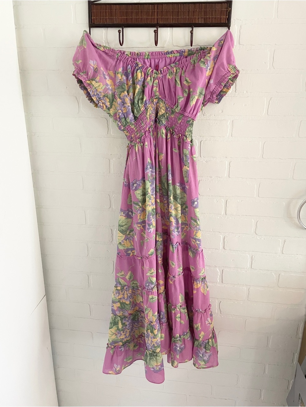 Betsey Johnson Archive 90s Prairie Cotton Smocked Midi Dress Collector Sz S - Picture 14 of 16